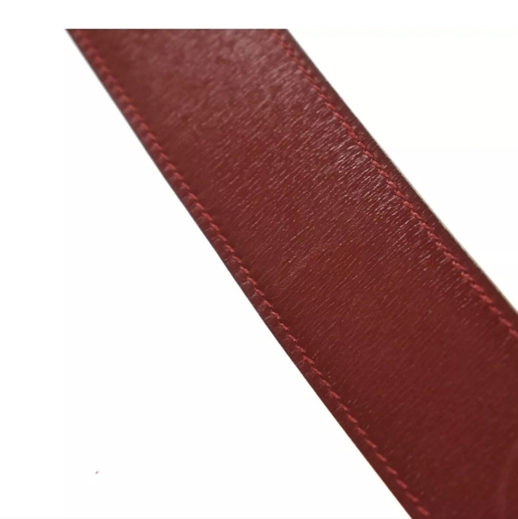 HERMES Logo Gold Buckle Leather Belt in Bordeaux Red! - Picture 14 of 15
